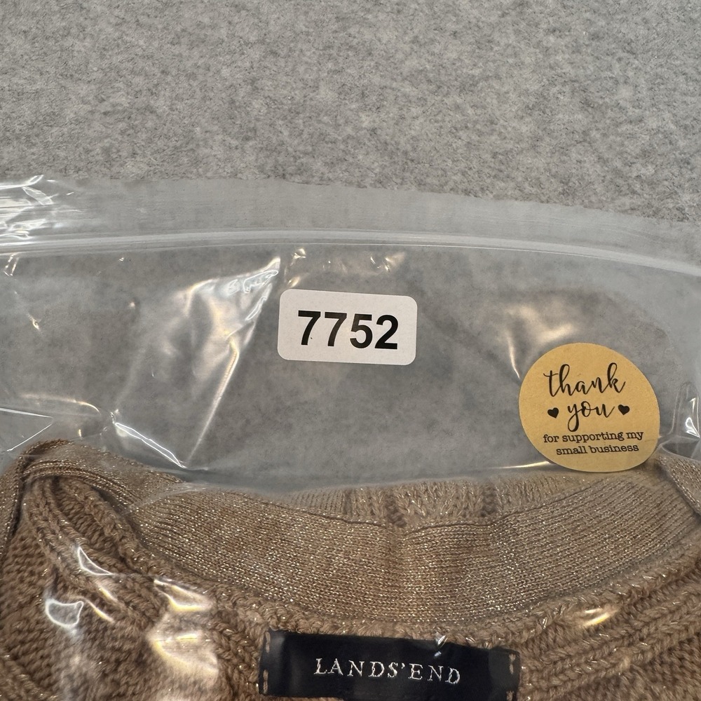 Lands' End Cardigan Sweater Womens 1X 16W-18W Gold Metallic Wool Blend Festive - Picture 15 of 16